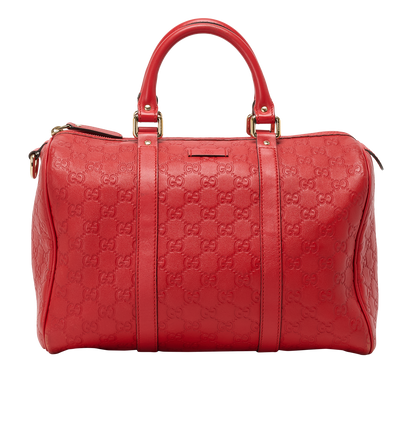 Medium Joy Boston Bag, &pound;395, Handbags, Red, Leather, Front view